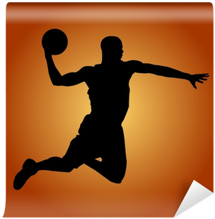 Basketball Player Jumping Silhouette Wall Mural • Pixers® - Basketball Player Silhouette Png (400x400), Png Download