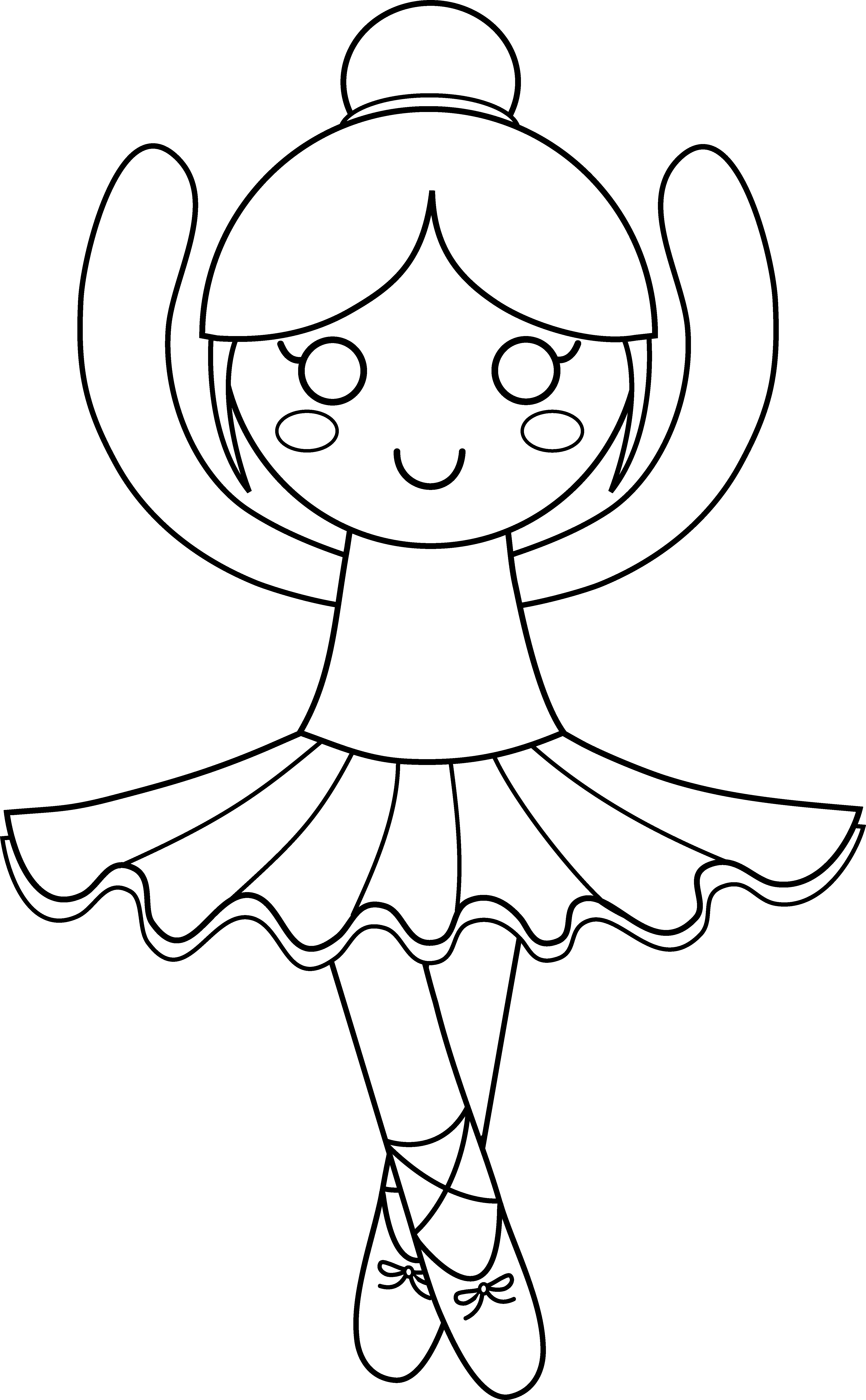 Cute Ballerina Coloring Page - Coloring Book (4299x6949), Png Download