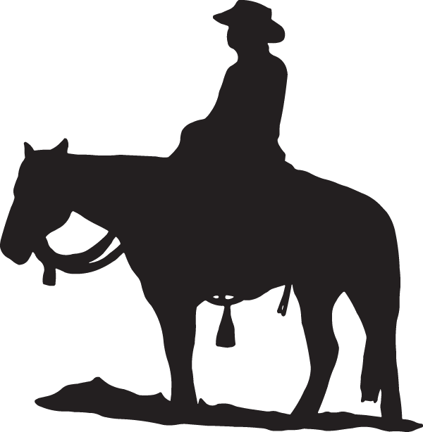 Horse Equestrian Cowboy Silhouette Clip Art - Horse And Cowboy Silhouette (600x614), Png Download