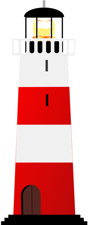 Free Cute Lighthouse Clipart Image - Red And White Lighthouse Png (228x592), Png Download