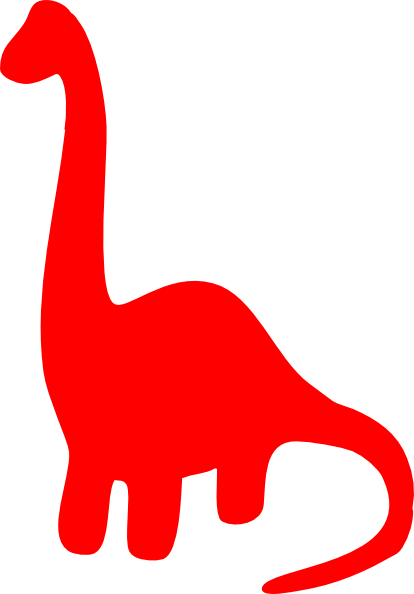 Red Dinosaur Silhouette Hi - Red Dinosaur Silhouette (414x594), Png Download