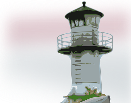 Lighthouse, Building, Coastline, Lamp - Lighthouse (432x340), Png Download