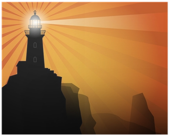 Lighthouse Silhouette On Abstract Background, Vector - Monument (400x400), Png Download
