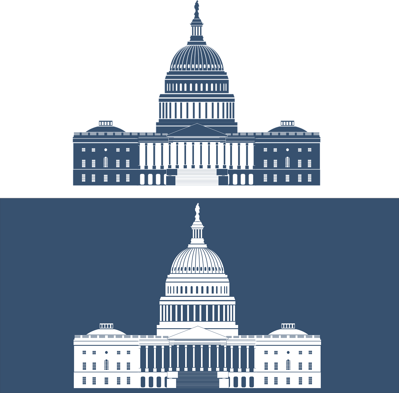 Washington Dc Clipart Capital - Black And White Capitol Building (1280x1259), Png Download