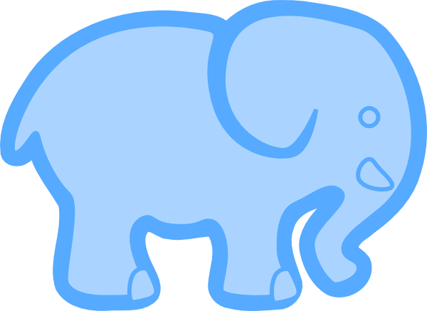 Mom Baby Elephant Silhouette Clip Art - Light Blue Elephant Clip Art (600x437), Png Download
