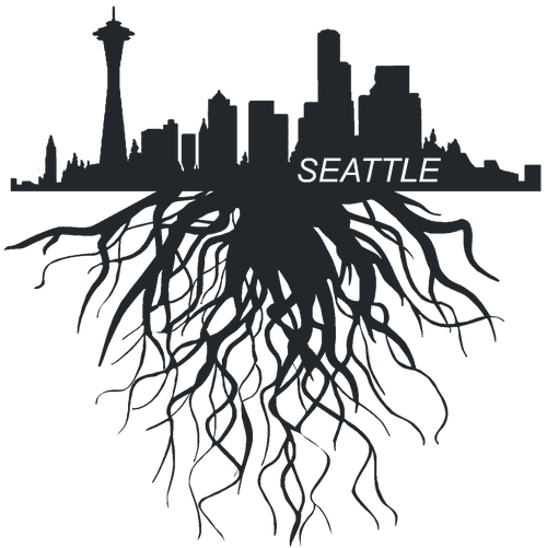 My Roots© Crew Neck Tee - Downtown Seattle (500x501), Png Download