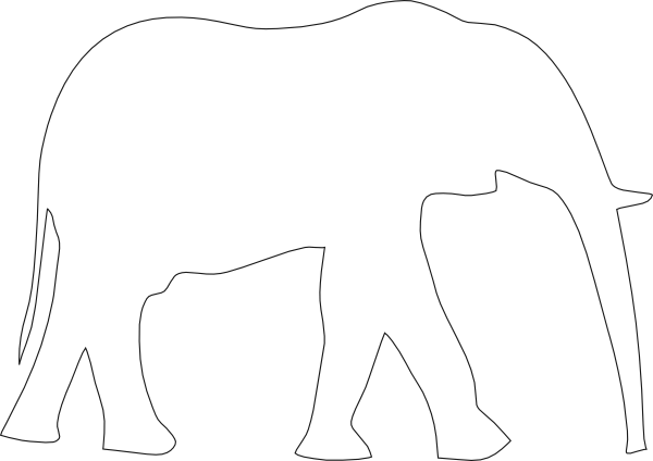 Asian Elephant Silhouette Clipart - Elephant White Clipart (600x424), Png Download