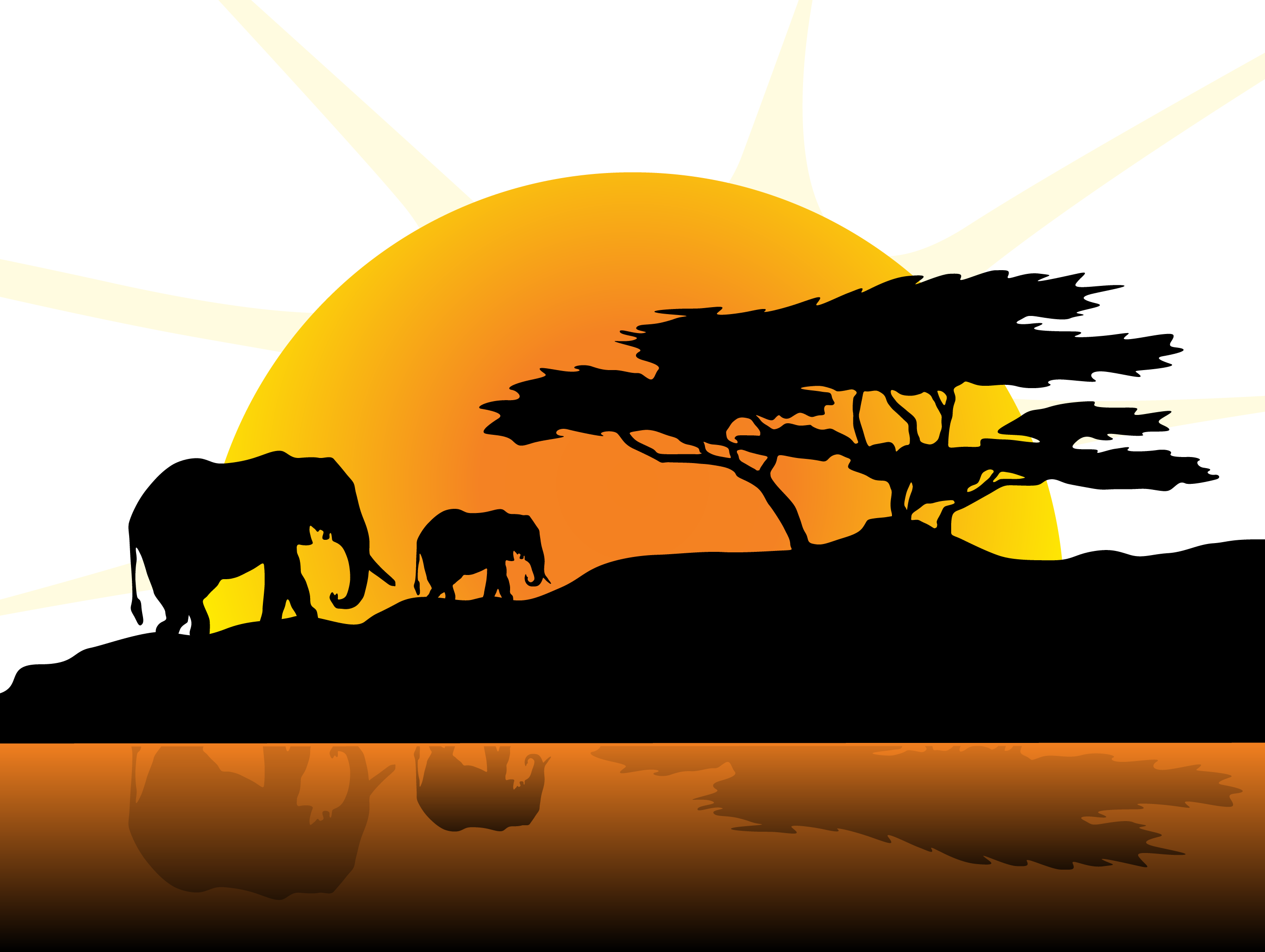 Field Vector Transprent Free - Jungle Animal Silhouette Template (2733x2058), Png Download