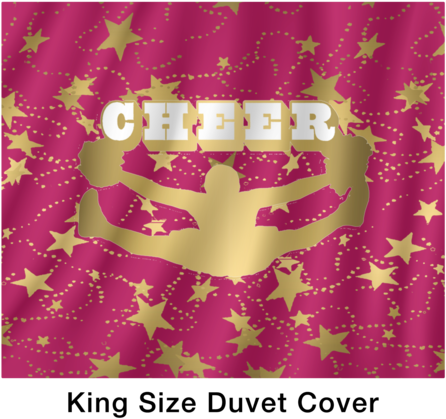 Cheer Silhouette With Stars In Gold And Berry Duvet - Poster (480x480), Png Download