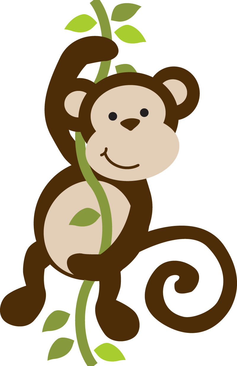 Cute Funny Cartoon Baby Monkey Clip Art - Monkey Bathroom Shower Curtain (800x1236), Png Download