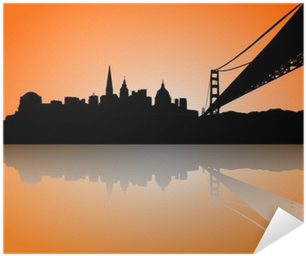 San Francisco Skyline Silhouette Sunset Poster • Pixers® - Bay Area Skyline Drawing (400x400), Png Download