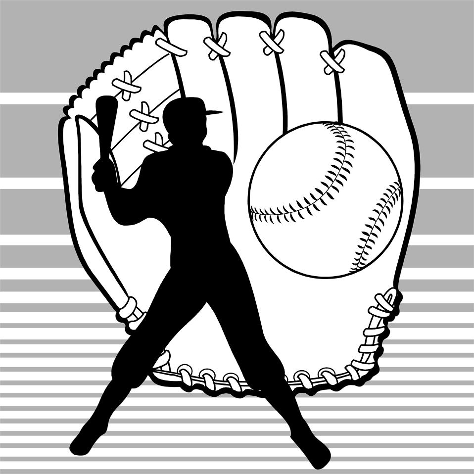 Illustration Of Baseball Equipment And A Batter Silhouette - Baseball (958x958), Png Download