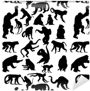 Twenty Two Black Isolated Monkey Silhouettes Wallpaper - Monkey Silhouette Two (400x400), Png Download