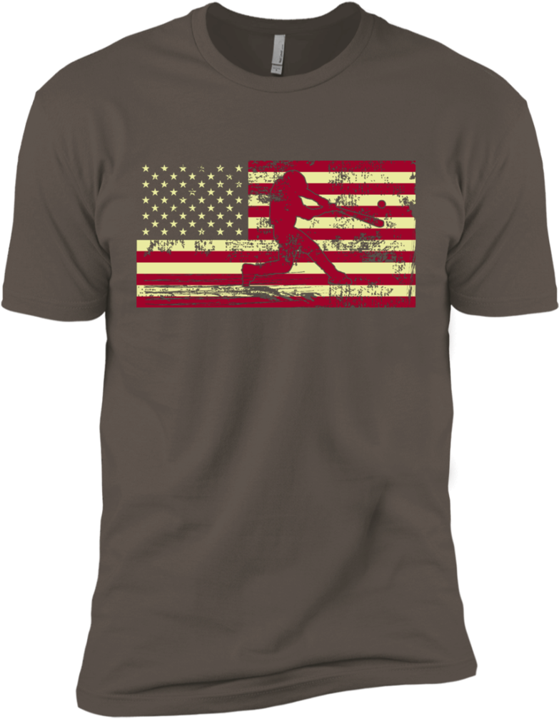 Male Baseball Player Silhouette On The American Flag - Shirt (1024x1024), Png Download