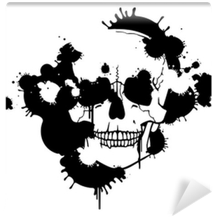 Ink Blots Creating A Skull Silhouette Wall Mural • - Tinten-flecken, Die Eine Schädel-silhouette Postkarte (400x400), Png Download