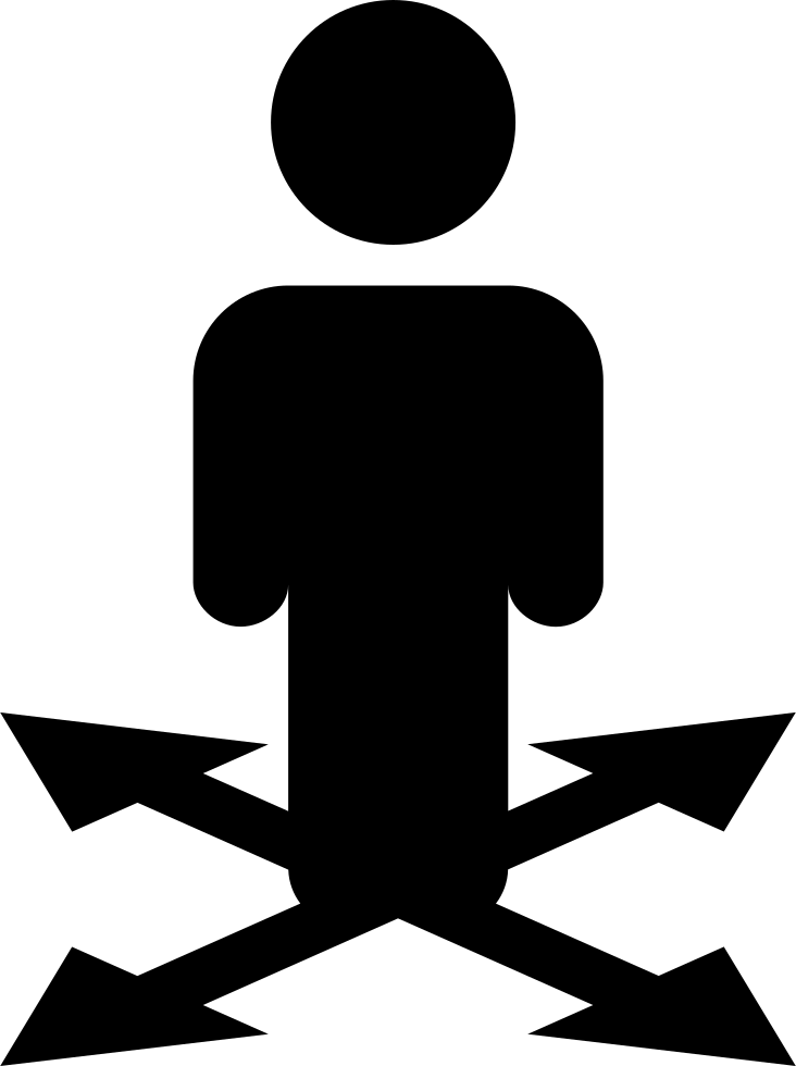 Man Standing Silhouette On Arrows Symbol Pointing To - Man Arrows Icon (732x980), Png Download