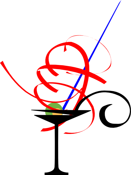 Red Martini Glass Clip Art - Cocktail Clipart (444x593), Png Download