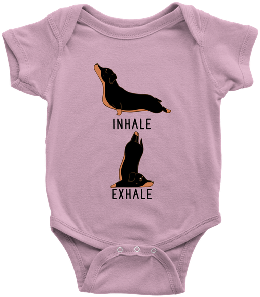 Inhale Exhale Dachshund Baby Onesie, Wiener Dog Yoga - No Kissing Baby Onesie (600x600), Png Download