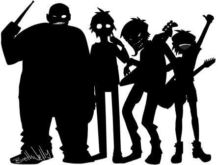 Train Silhouette Cliparts - Gorillaz Black And White (500x375), Png Download