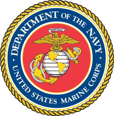 Usmc Seal Png Clip Art Black And White Stock - Marine Corps Logo Small (395x400), Png Download