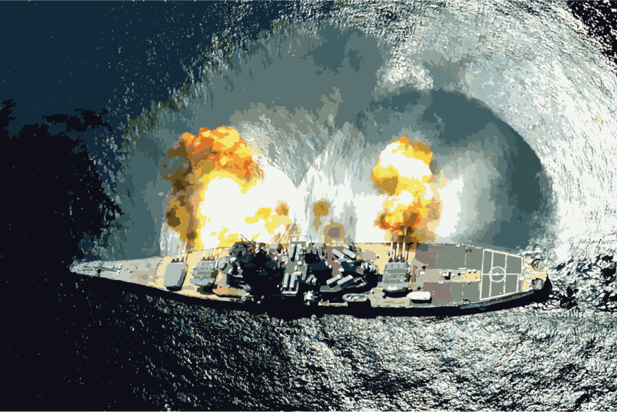 Download Uss Iowa Broadside Clipart Uss Iowa Museum - Uss Iowa Firing Broadside (899x600), Png Download
