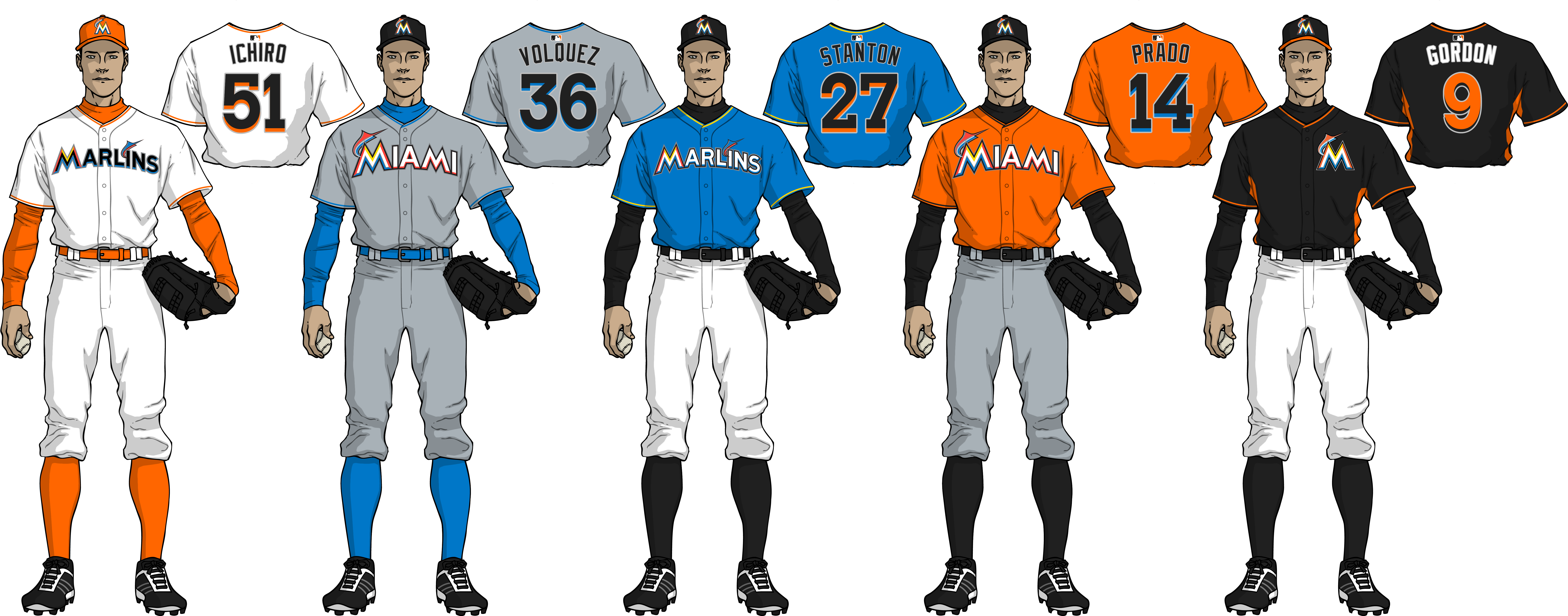Mockup - Miami Marlins Uniforms 2018 (8143x3155), Png Download