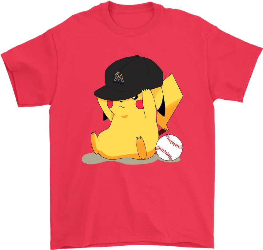 Cute Pikachu Miami Marlins Baseball Sports Shirts - Picard Shirt (1024x1024), Png Download