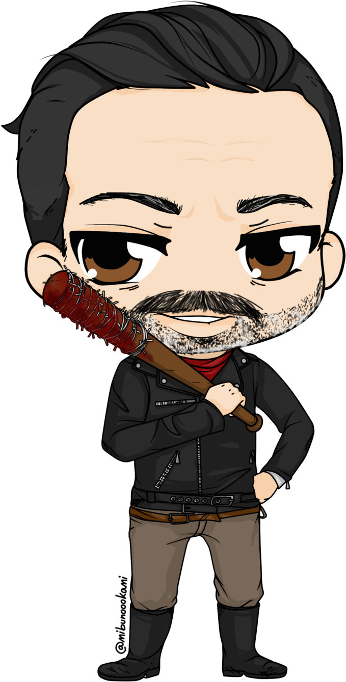Black And White Download Negan By Mibu No Ookami On - Chibi The Walking Dead (1024x1456), Png Download