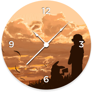 Ash And Pikachu Clock - Silhouette (360x360), Png Download