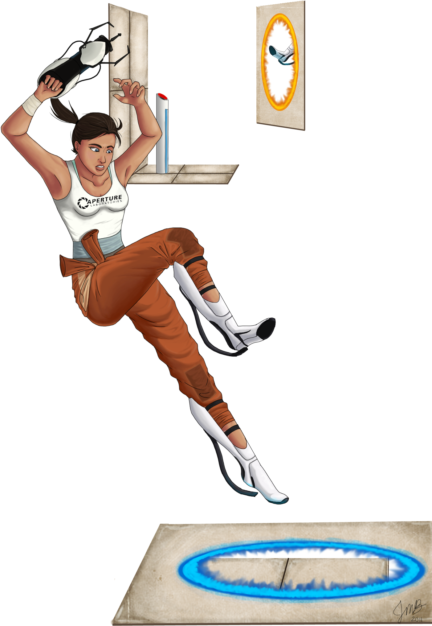 By Msjillyjelly On Deviantart - Portal 2 Chell Dan Art (1700x2207), Png Download