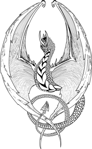 Fantasy Dragon Coloring Page - Vector Dragon (297x480), Png Download