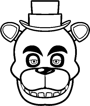 Freddy's Face From Five Nights At Freddy's Coloring - Five Nights At Freddy's Outline (600x470), Png Download