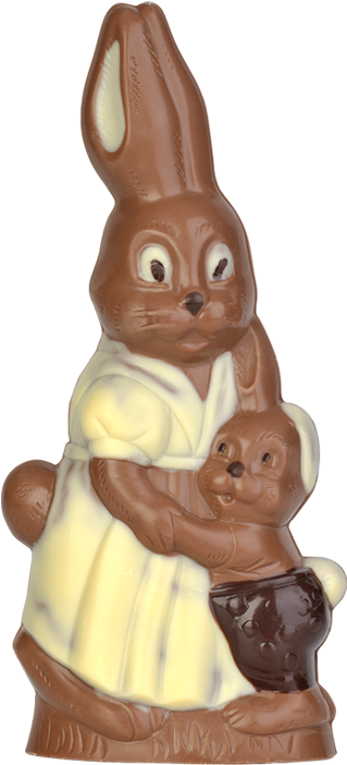 Rabbit Mother With Child - Figurine (600x750), Png Download