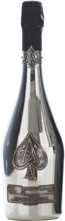 Armand De Brignac Blanc De Blanc Silver 75cl - Bottle Ace Of Spades Png (222x750), Png Download