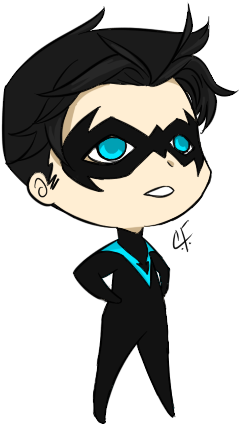Nightwing Clipart Chibi - Robin Dick Grayson Chibi (613x497), Png Download
