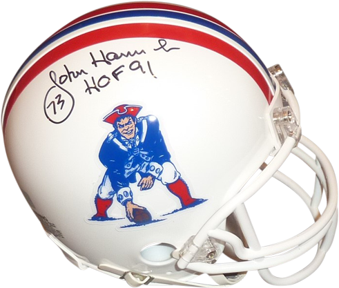 John Hannah Autographed New England Patriots Mini Helmet - Signed Tom Brady Helmet - Riddell Throwback Authentic (500x500), Png Download