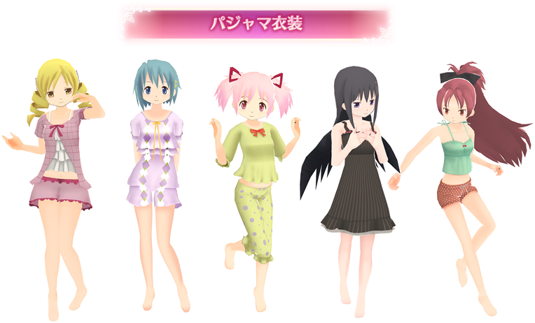 Costume02 Costume01 Costume05 Costume04 Costume03 - Madoka Magica Battle Pentagram Costumes (1000x520), Png Download