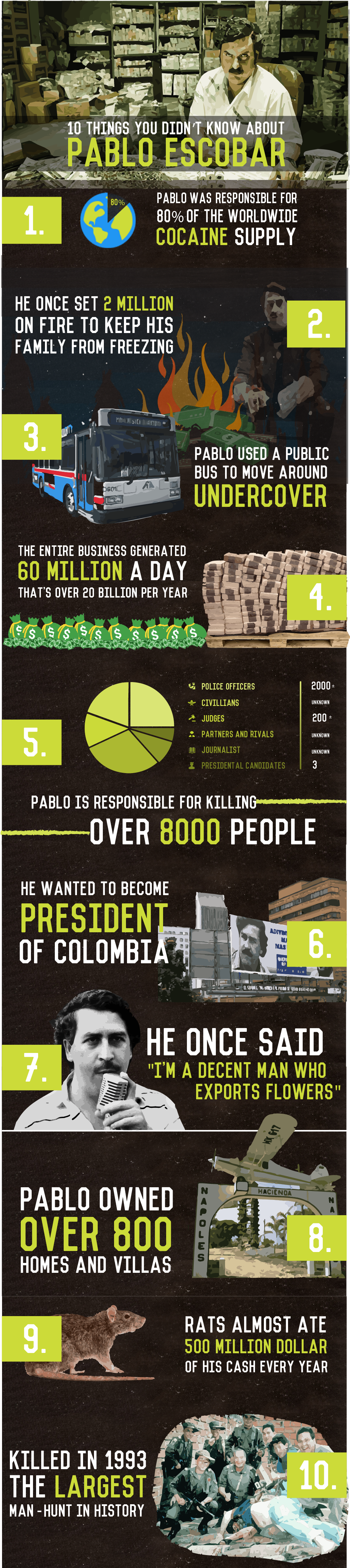 Pablo Escobar Infographic (1037x4599), Png Download