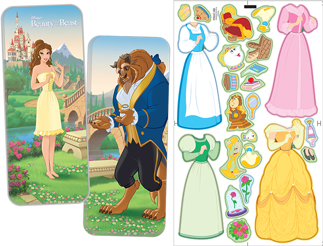 Magnetic Fun® Mini Tin - Disney Princess Dress Up Magnets Belle (650x504), Png Download