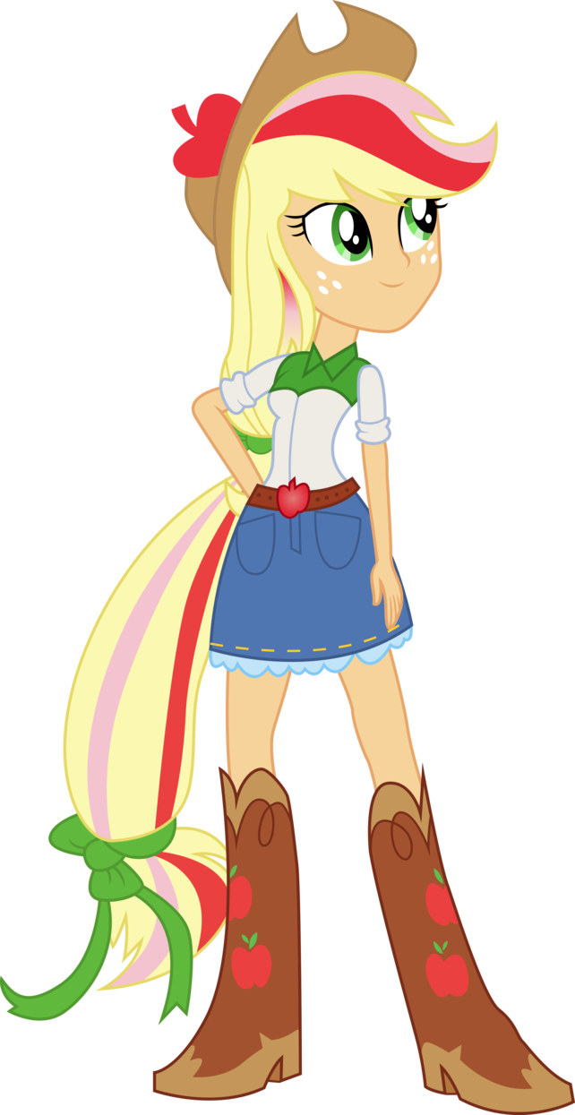 Rainbow Power Applejack - Mlp Equestria Girls Rainbowfied (642x1245), Png Download