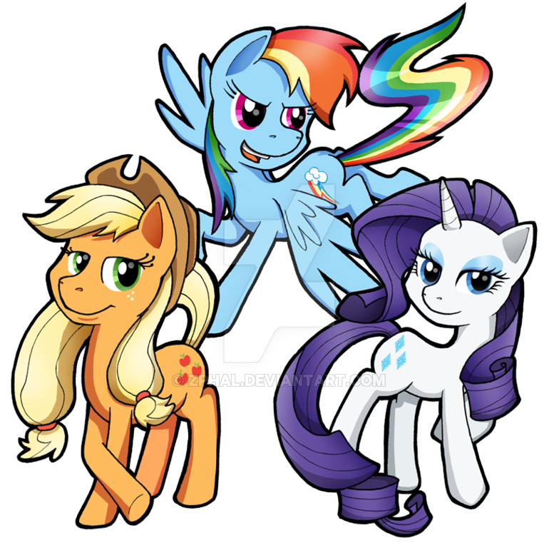 My Little Pony Applejack Rainbow Dash Rarity By Zphal - Mlp Rarity Applejack And Rainbow Dash (800x805), Png Download
