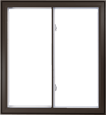 A Brown Hybrid Pvc / Aluminum Double Slider Window - Glass (346x378), Png Download
