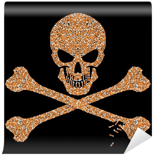 Cigarette Butts That Formed A Jolly Roger Symbol Wall - Cigarette (400x400), Png Download