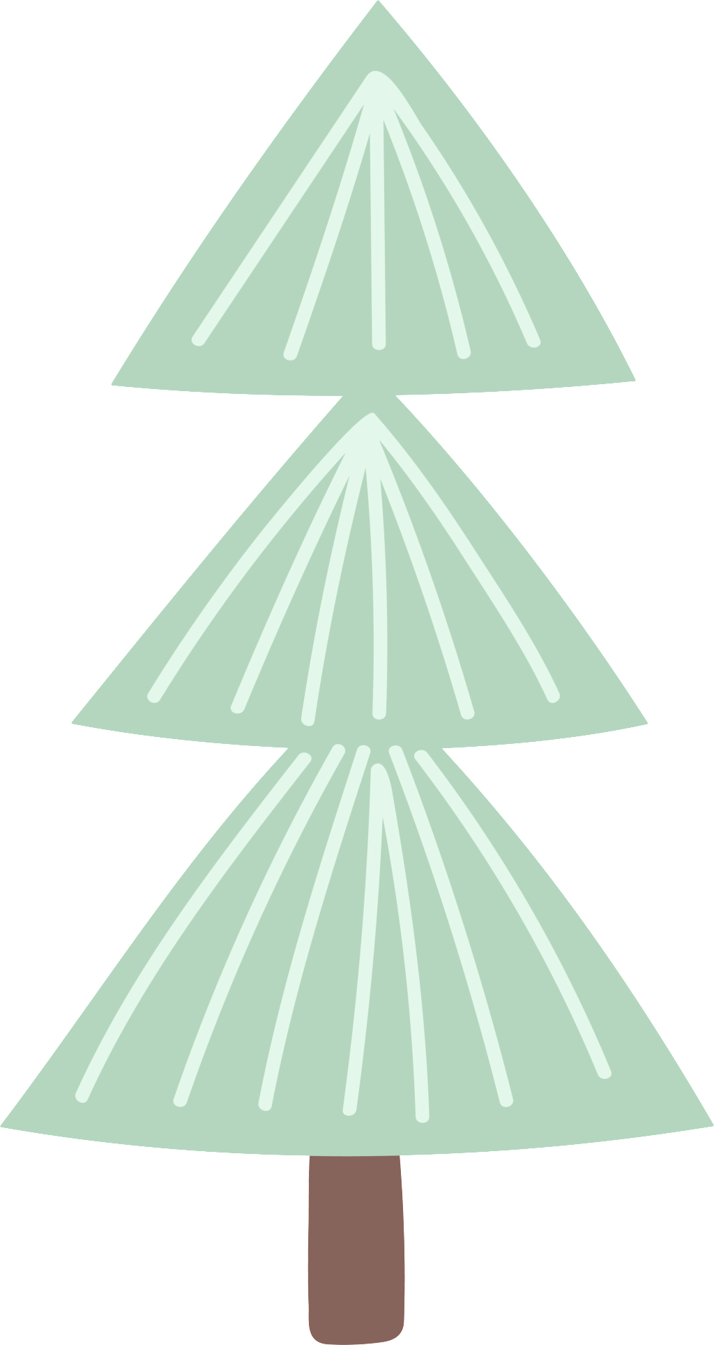 Triangle Branch Christmas Cartoon Transparent - Christmas Tree (1024x1929), Png Download
