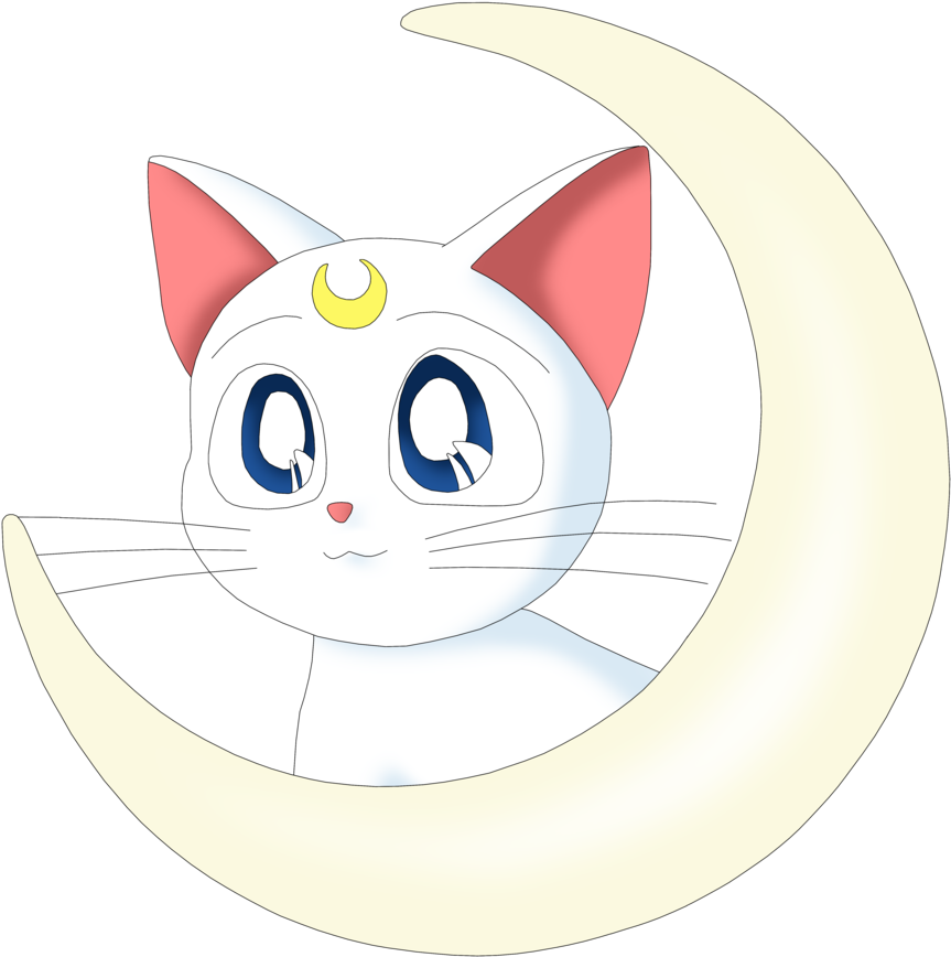 Artemis Cat Crescent Head By Anthro - Sailor Moon Cat Png (900x894), Png Download