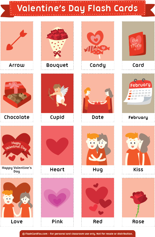 Free Printable Valentine's Day Flash Cards - Flash Valentine Cards (600x810), Png Download