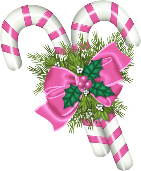 Candy Cane Clipart Pink - Pink Christmas Clipart (483x588), Png Download