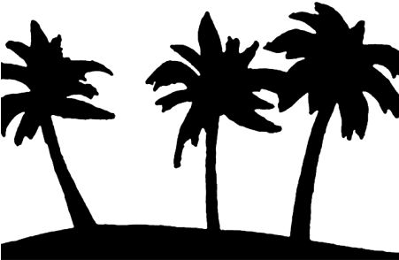 Palm Tree Line Silhouette - Palms Clipart (450x300), Png Download