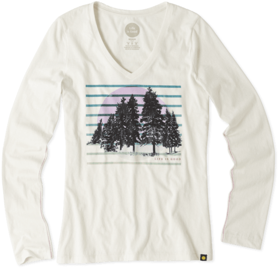 Women's Tree Line Long Sleeve Newbury Vee - Long-sleeved T-shirt (570x570), Png Download