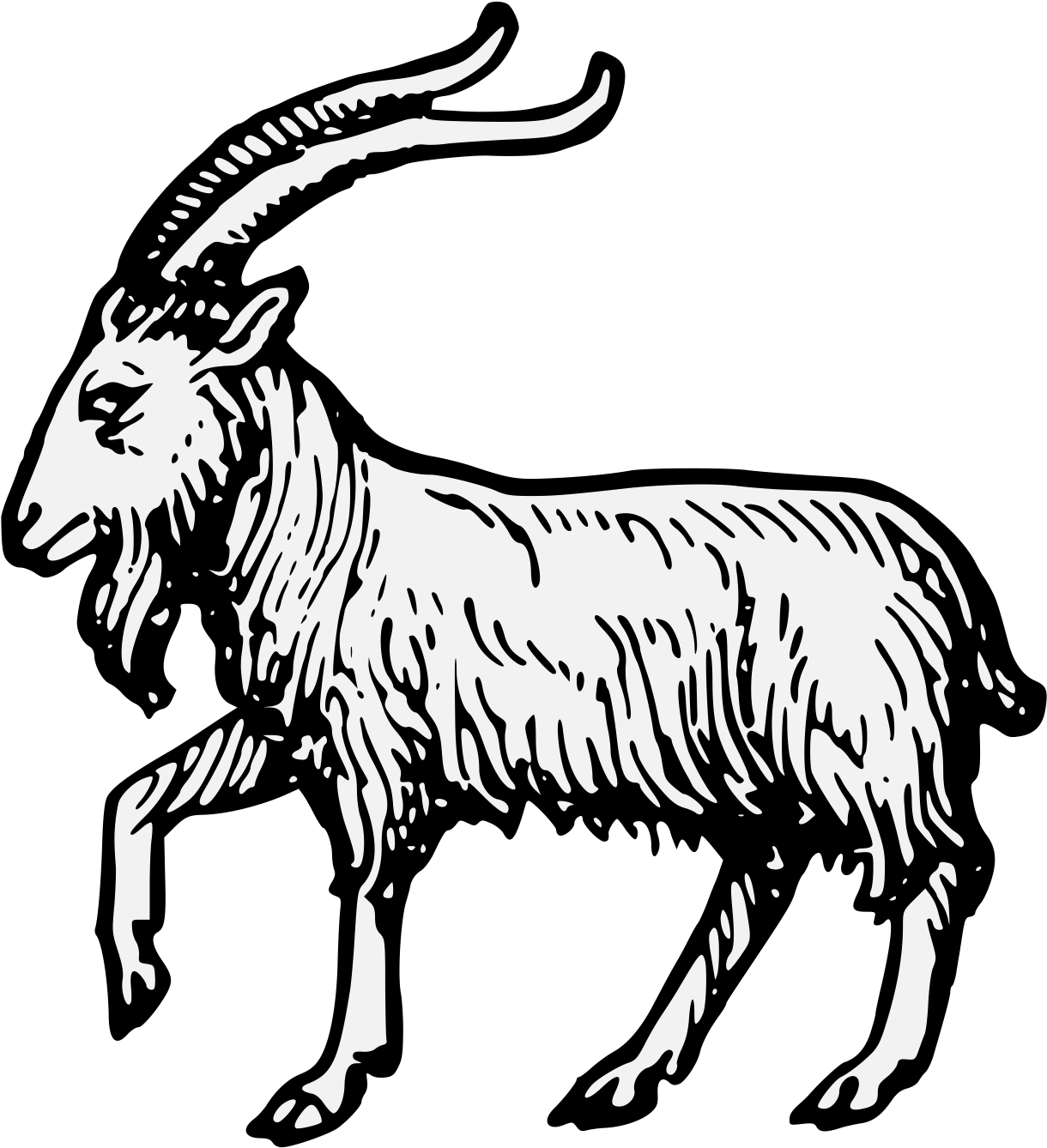 Goat Clip Traceable - Heraldic Goat (1237x1355), Png Download